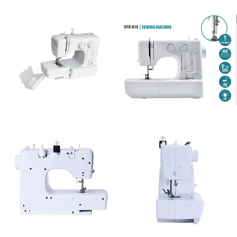 UFR-818 Multi-functional 45 Thread Double MINI Sewing Machine for Home Use, with Overlock Stitching and Buttonholes.