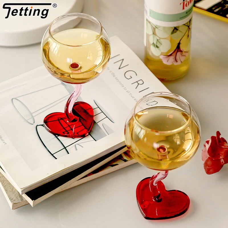 1Pcs Heart Shape Glass Goblet Mug Champagne Wine Cup High Borosilicate Glass Heat-resistance Cocktail Glass Valentine\'s Day Gift