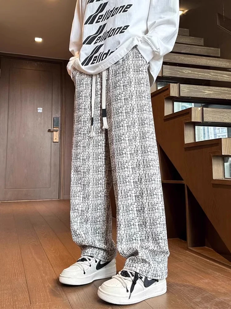 

Corduroy Spot Fce Men's Casual Pants Loose Straight Leg Trousers Autumn Winter Vintage Lazy Sle Drapey Comfortable Fit
