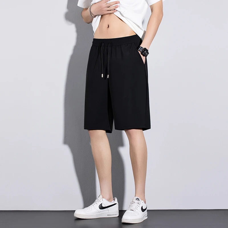 CHRLCK Plus Size Men's Summer Thin Loose Ice Silk Shorts Pants Comfortable Versatile Casual Shorts Breathable Beach Shorts