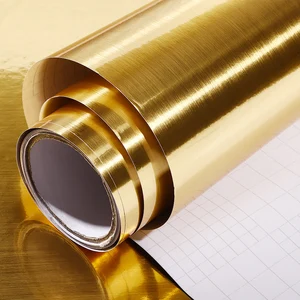 PVC Wallpaper Dekorative PVC, Metallstil, Schalen- und Stickfilm, gebürstet und Gold Silber, DIY House Appliance Decal 8 Hauptverkauf Tapete Goldtextur - №7