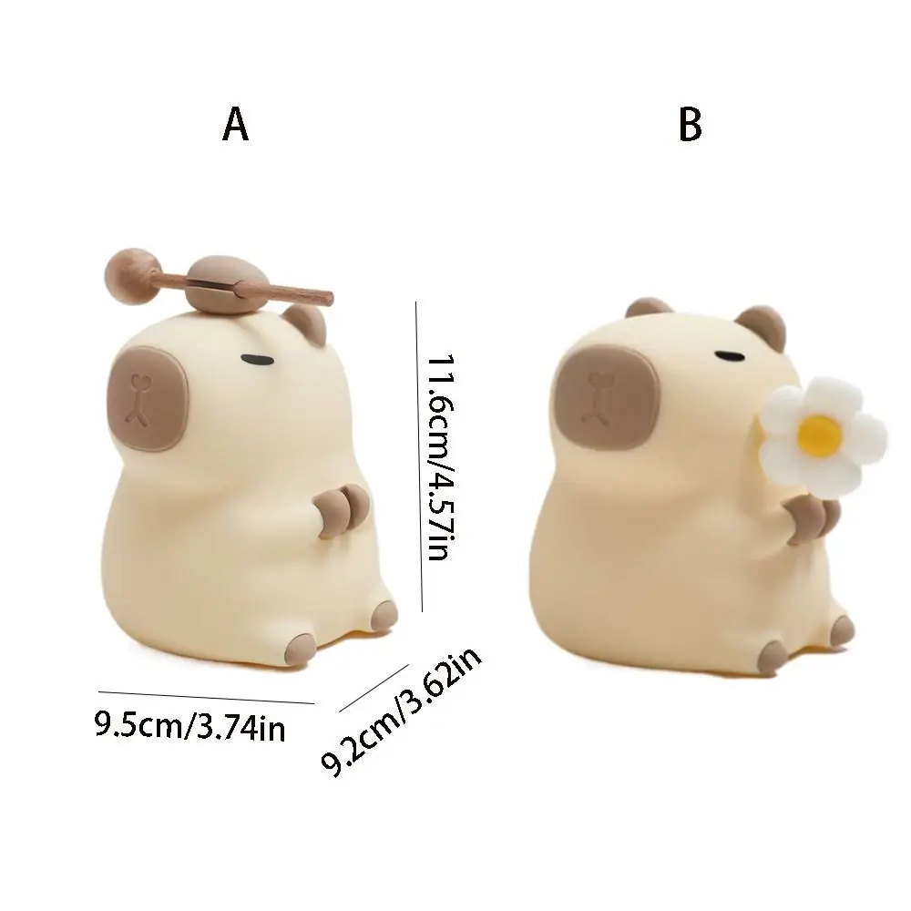 Pat Control Silicone LED Capybara Night Light Cute Colorful Bedside Light USB Charging Cartoon Atmosphere Lamp