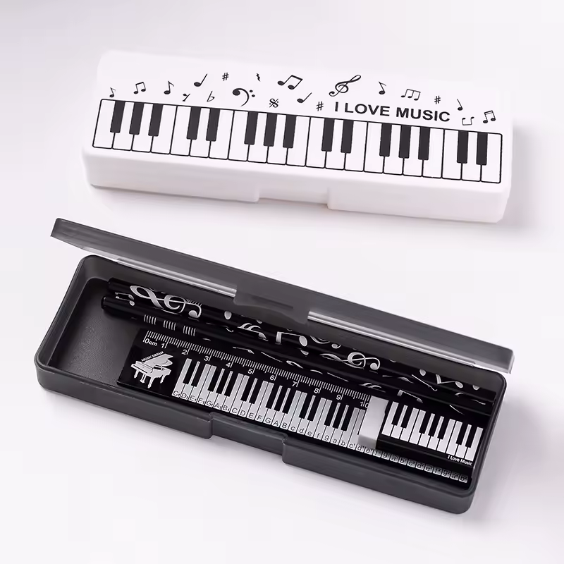 Musical Notes Pencil Case Set Piano Keyboard I Love Music Note Pencil Eraser Ruler Piano Gift Set Stationary Set Stationery Set - AliExpress 21