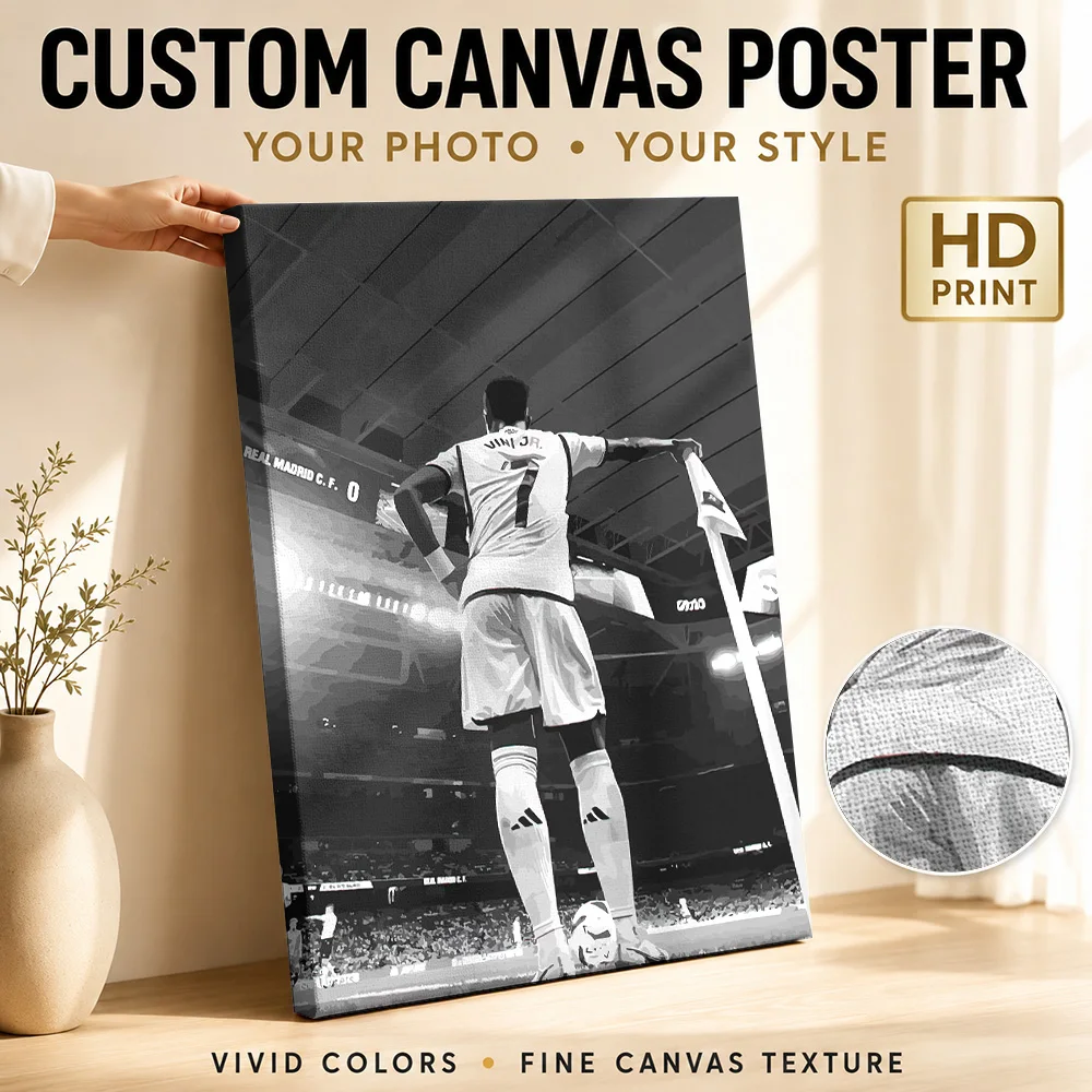 Emile Smith Rowe Soccer Tribute Framed Canvas Poster Monochrome Wall Art With Personalized Photo For Home Gym Ideal Coach Gift