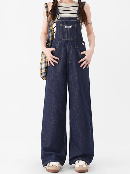 

Джинсовый комбинезон PVJ: модный дизайн, свободные широкие брюки с высокой талией, длинные штаны из полиэстера, хлопка и лиоцелла