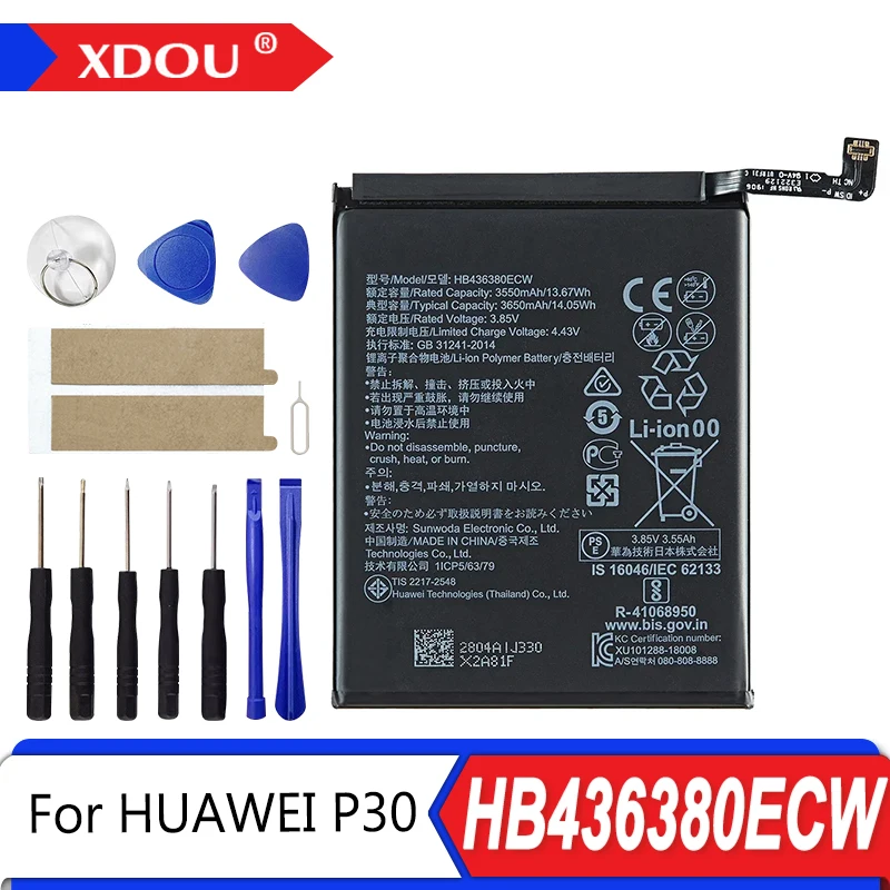 

Brand-New HB436380ECW 3650mAh Battery For HUAWEI P30 ELE-L09 ELE-AL00 ELE-TL00 Mobile Phone +Tools