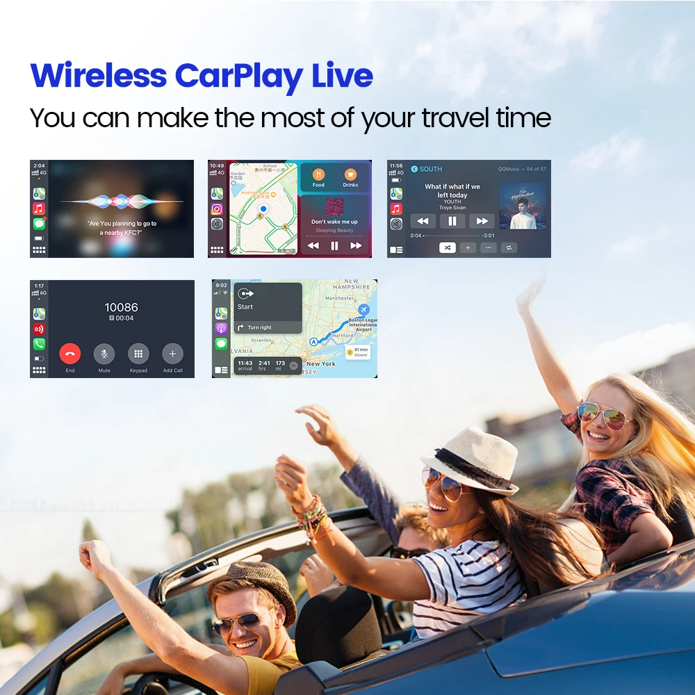 CarlinKit Wireless CarPlay Dongle Android Auto لراديو السيارة Android AirPlay شاشة مرآة الموسيقى تحتاج إلى تثبيت Autokit CCPW CCPA