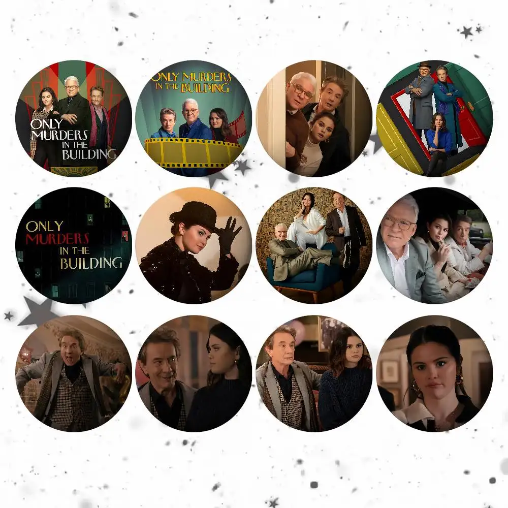 Funny TV Only M-Murders In The B-Building Badge Pins For Friend, Backpack, Clothing, Collectible Accessories, Jewelry Gift