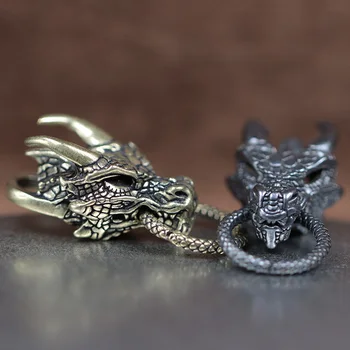 หัวมังกรทองเหลืองหัวเข็มขัด EDC กลางแจ้ง DIY Paracord Survival สร้อยข้อมืออุปกรณ์เสริม Retro ร่มเชือกลูกปัด