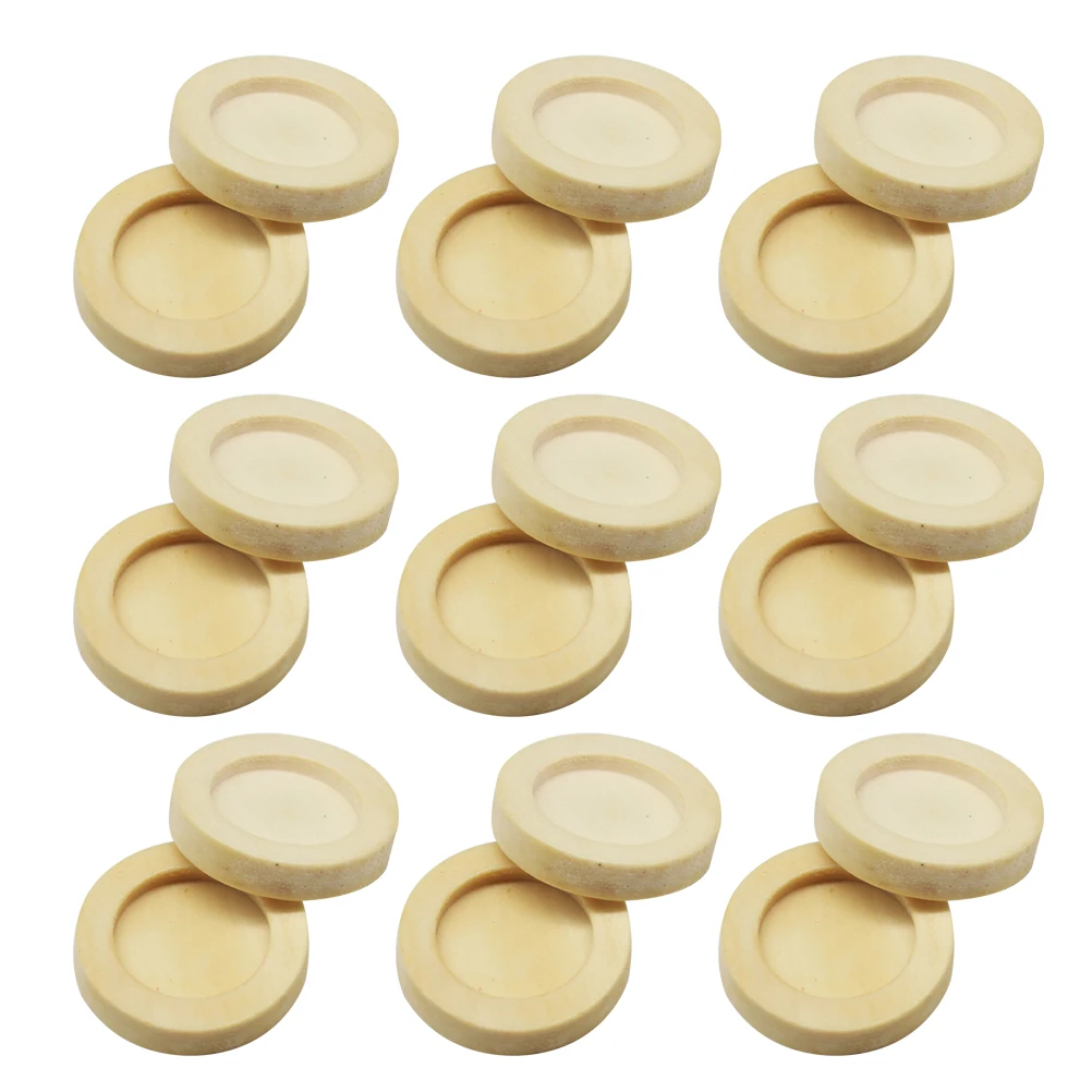 

20pcs 20 Retro Wooden Holders Metal Trays Time Saucers Vintage Jewelry Salvers Bamboo 12mm Cabochon Handmade Gifts Accessories