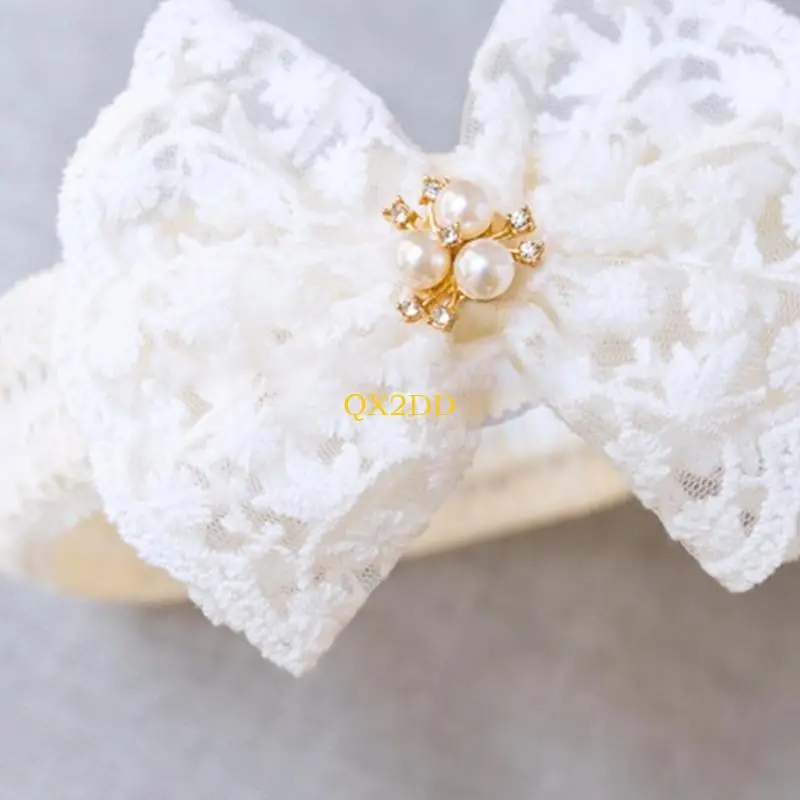 QX2D, lazos elásticos para cabello para niños pequeños, diadema encaje princesa para niña, diadema ancha nailon con