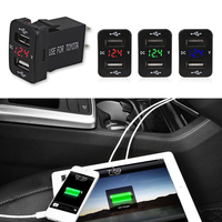 12V-24V Car Charger Socket 4.2A Dual USB Ports with Voltage Display Power Socket Charger for Toyota Auto Accessories with Line