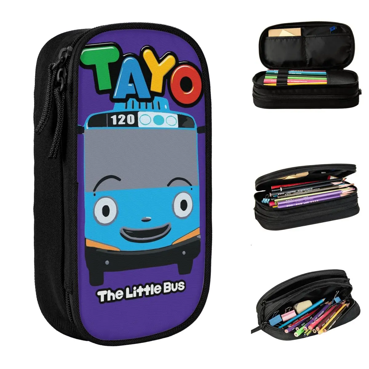 

Прекрасный пенал Tayo The Little Bus, коробка для ручек, школьные пеналы для мальчиков и девочек, органайзер для канцелярских принадлежностей с принтом на холсте
