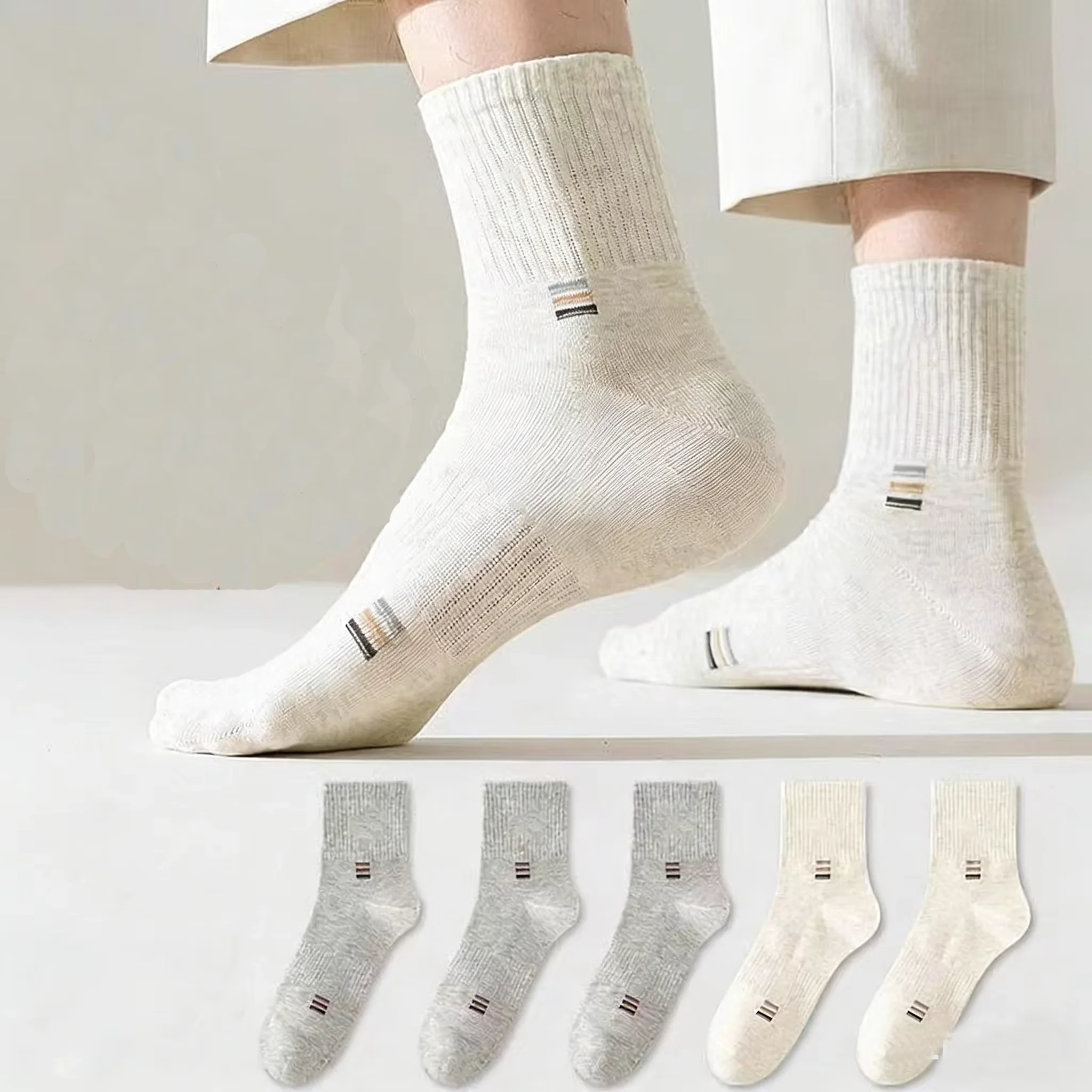 

5 Pairs Hot Sale Men's Cotton Mid Tube Socks Four Seasons Breathable Comfort Business Sports Casual Daily Wear Socks