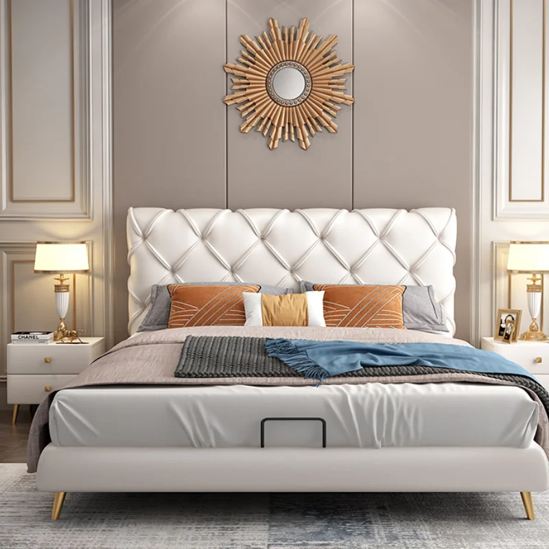 

Nordic Aesthetic Double Bed Frame Designer Glamorous King Size Bed Frame Princes Modern Sleeping Letto Matrimoniale Furniture