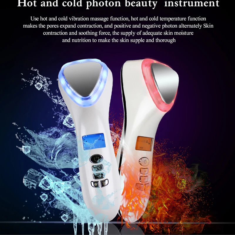 Anti invecchiamento della pelle che stringe lo strumento di bellezza macchina per crioterapia ad ultrasuoni LED Hot Cold Hammer Face Lifting Vibration Massager