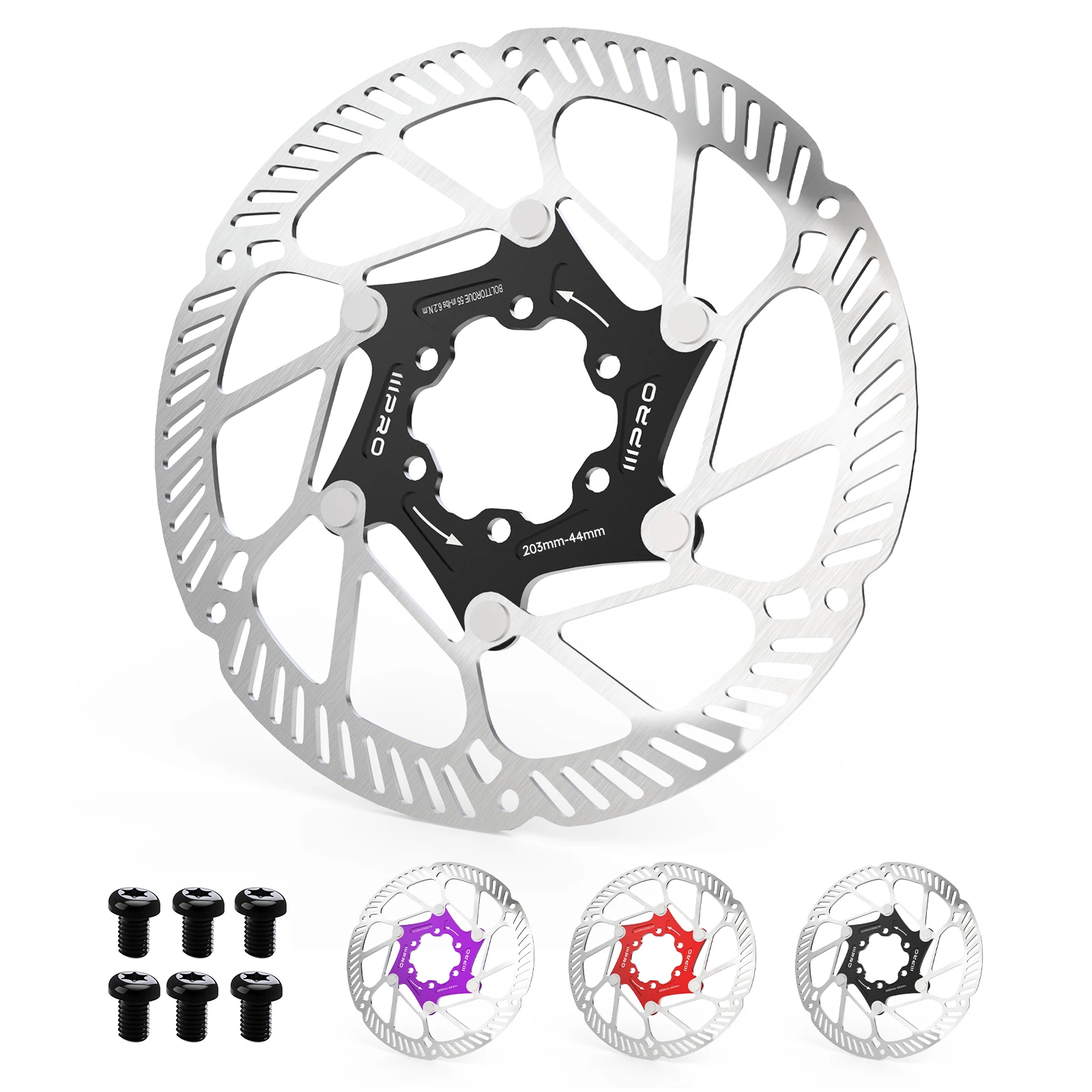 

IIIPRO Bicycle Brake Disc Rotor 140/160/180/203MM Road Bike Brake Disc Heat Dissipation 6 Bolts Bicycle Floating Rotor