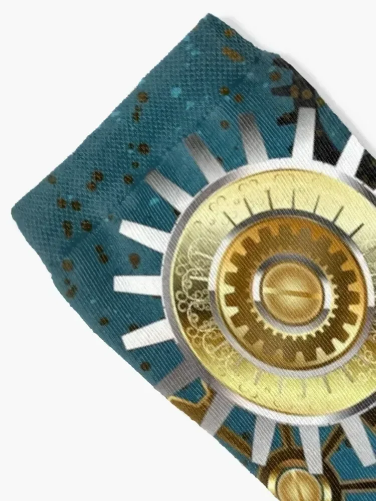 Two Steampunk Clocks with Gears Socks warm winter japanese fashion with print winter thermal Socks Women's Men's