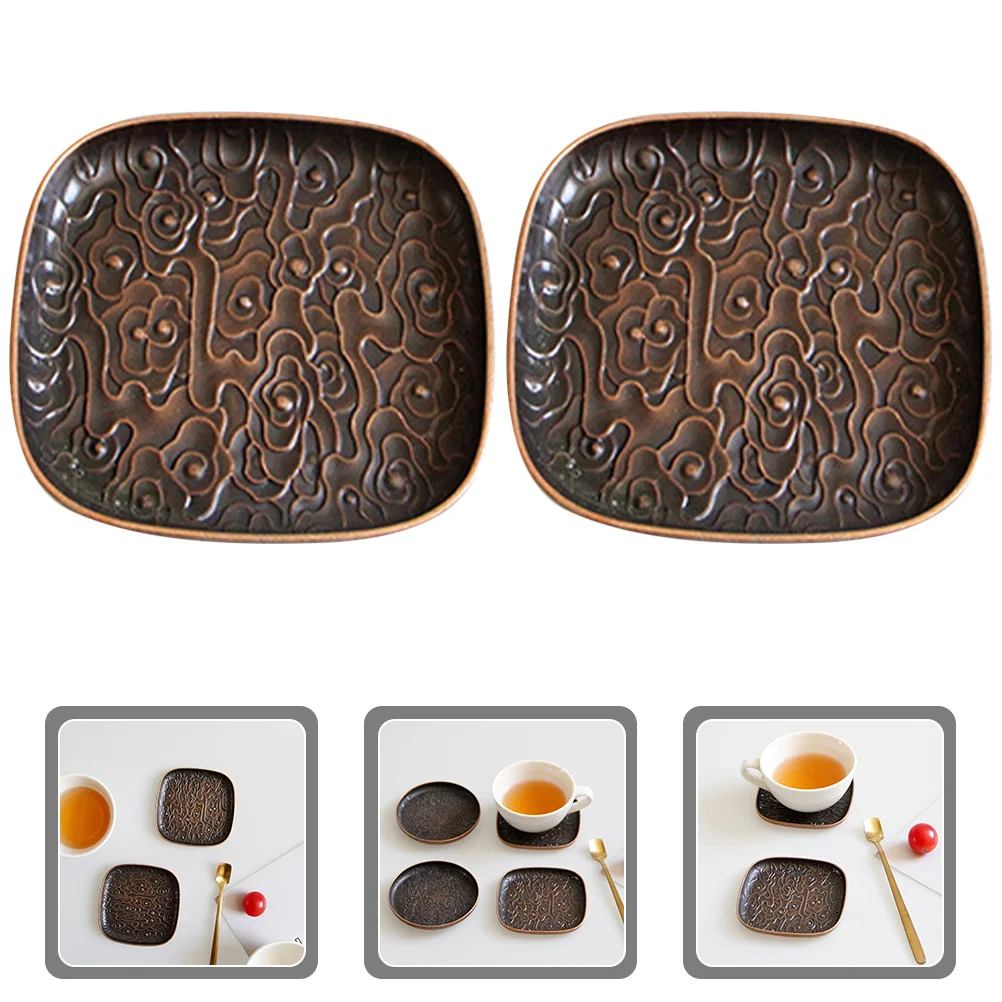 

2Pcs Retro Copper Tea Saucers Metal Coffee Cup Coasters Simple Tearoom Retro Tea Saucers Coffee Cup Coaster