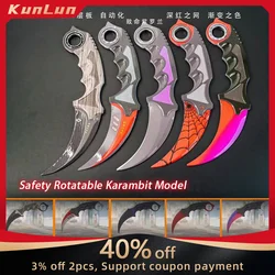 18cm Game Counter Peripheral Rotatable Karambit Metal Model Crimson Net/Black Laminated Board/Gradient Color Claw Knife Toy Safe