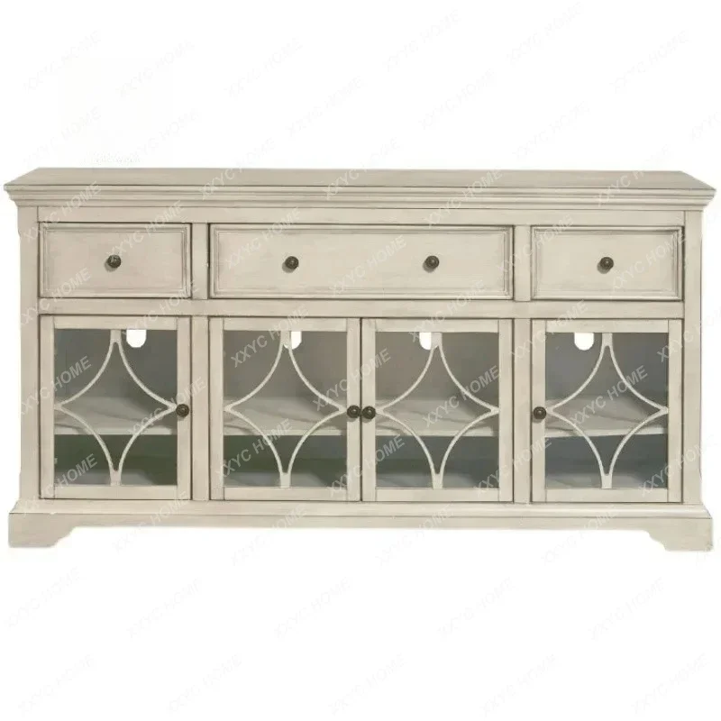 

HMJO Solid Wood Sideboard Retro Antique Entrance Cabinet White Locker Decoración Hogar