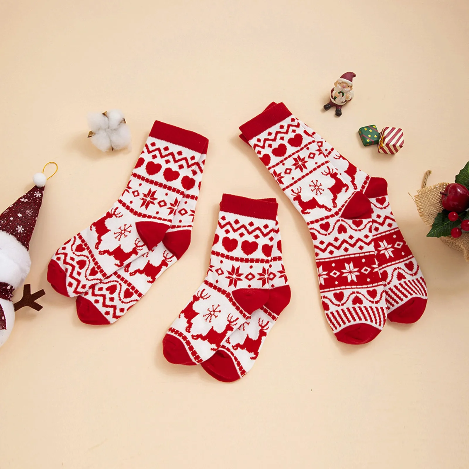 New Year Christmas Socks Fun Christmas Santa Claus Tree Snowflake Elk Knitting Family Socks Funny New Year Christmas Gift