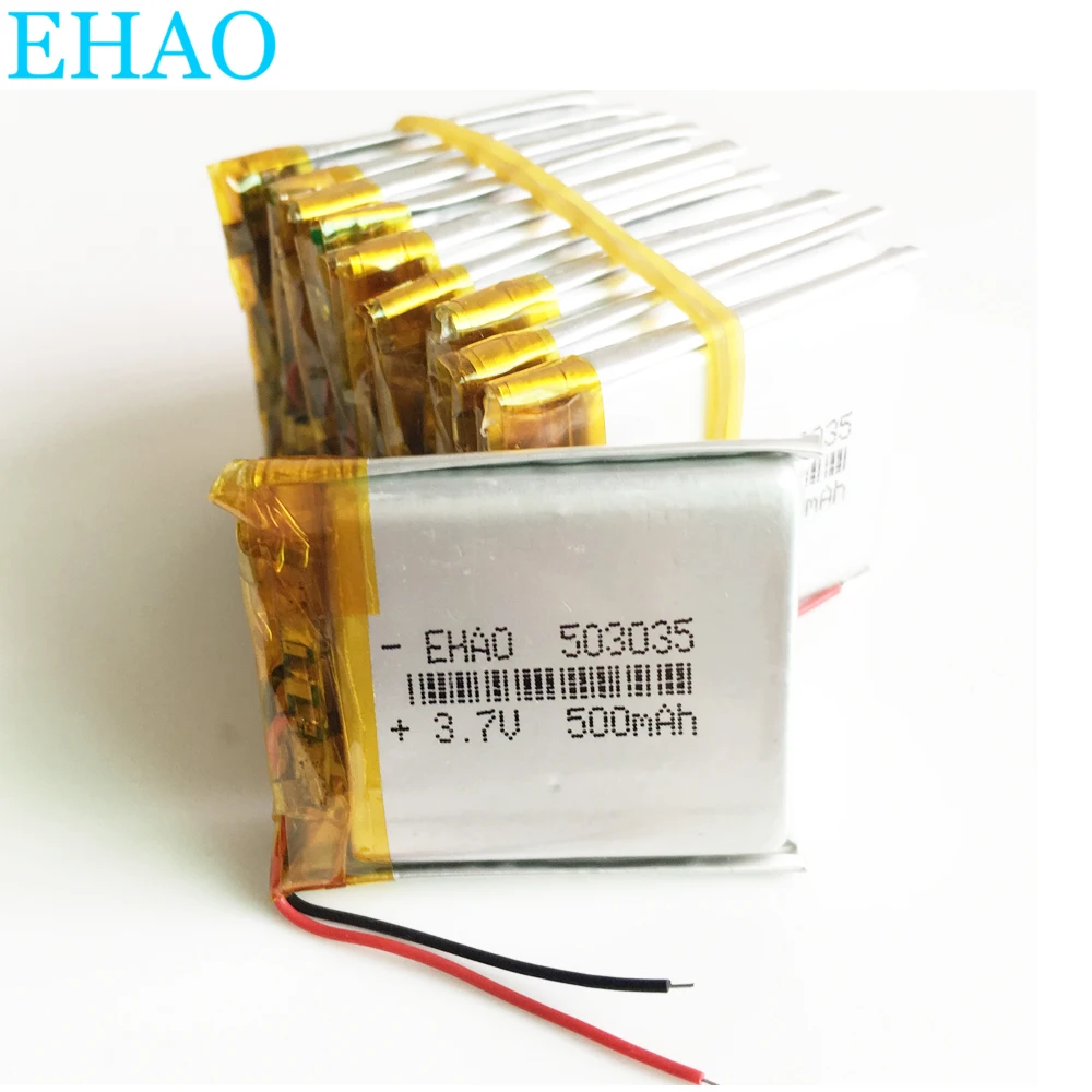 

10 PCS 3.7V 500mAh Lithium Polymer LiPo Rechargeable Battery 503035 For Camera MP4 GPS Bluetooth Headset Speaker LED Lights