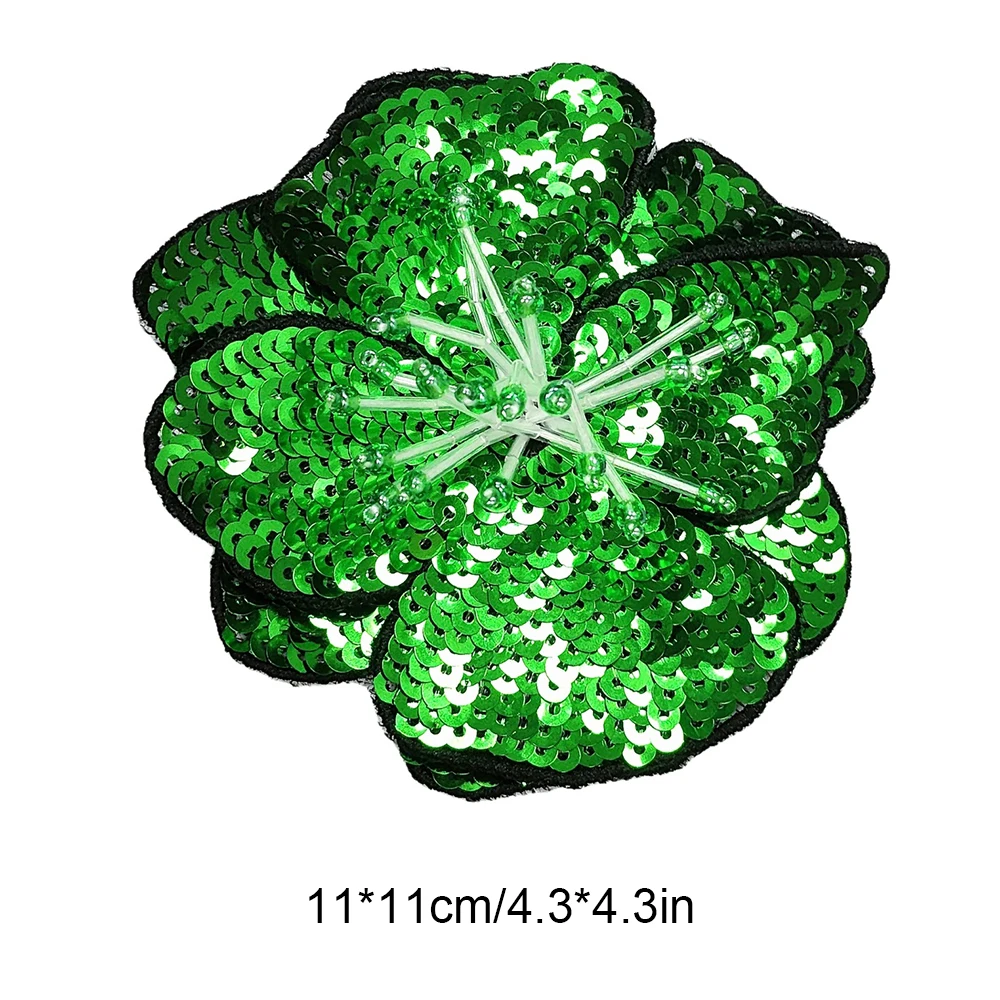 1 Piece 11x11cm, Sequins Flower Sew on Patch, DIY Applique, Clothes Decoration,  Blue, Pink, Green, 9Colours Available Glue-free