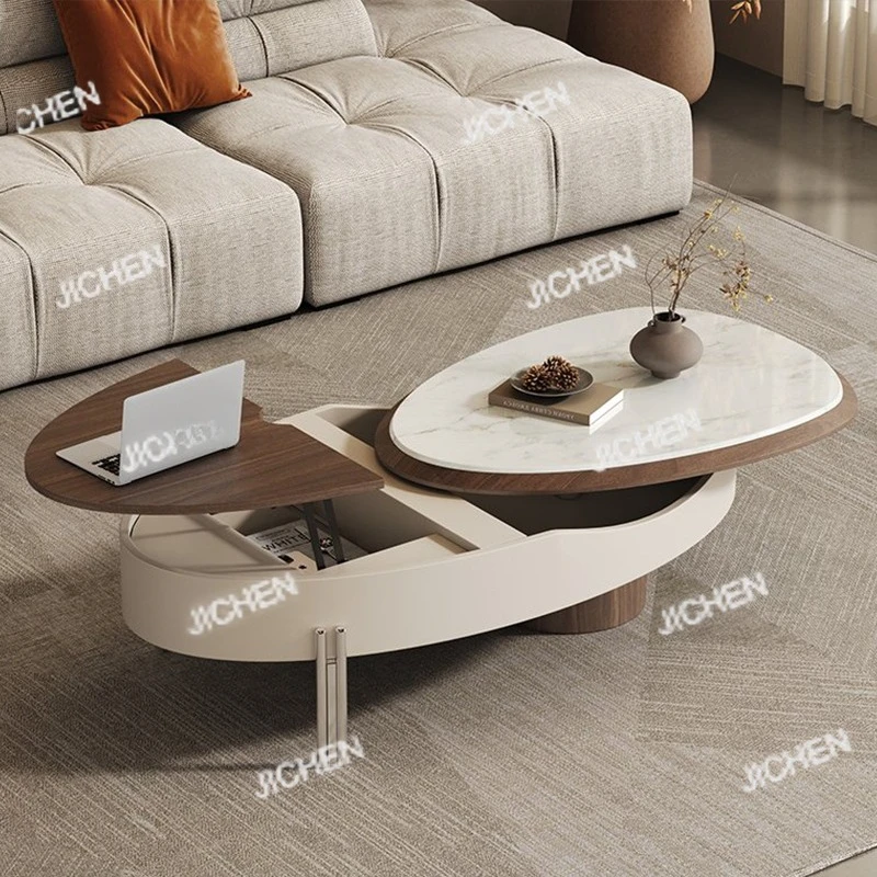 

Современный подъемный кофейный столик для дома, роскошный кофейный столик с скрытым хранилищем, овальный деревянный кофейный столик