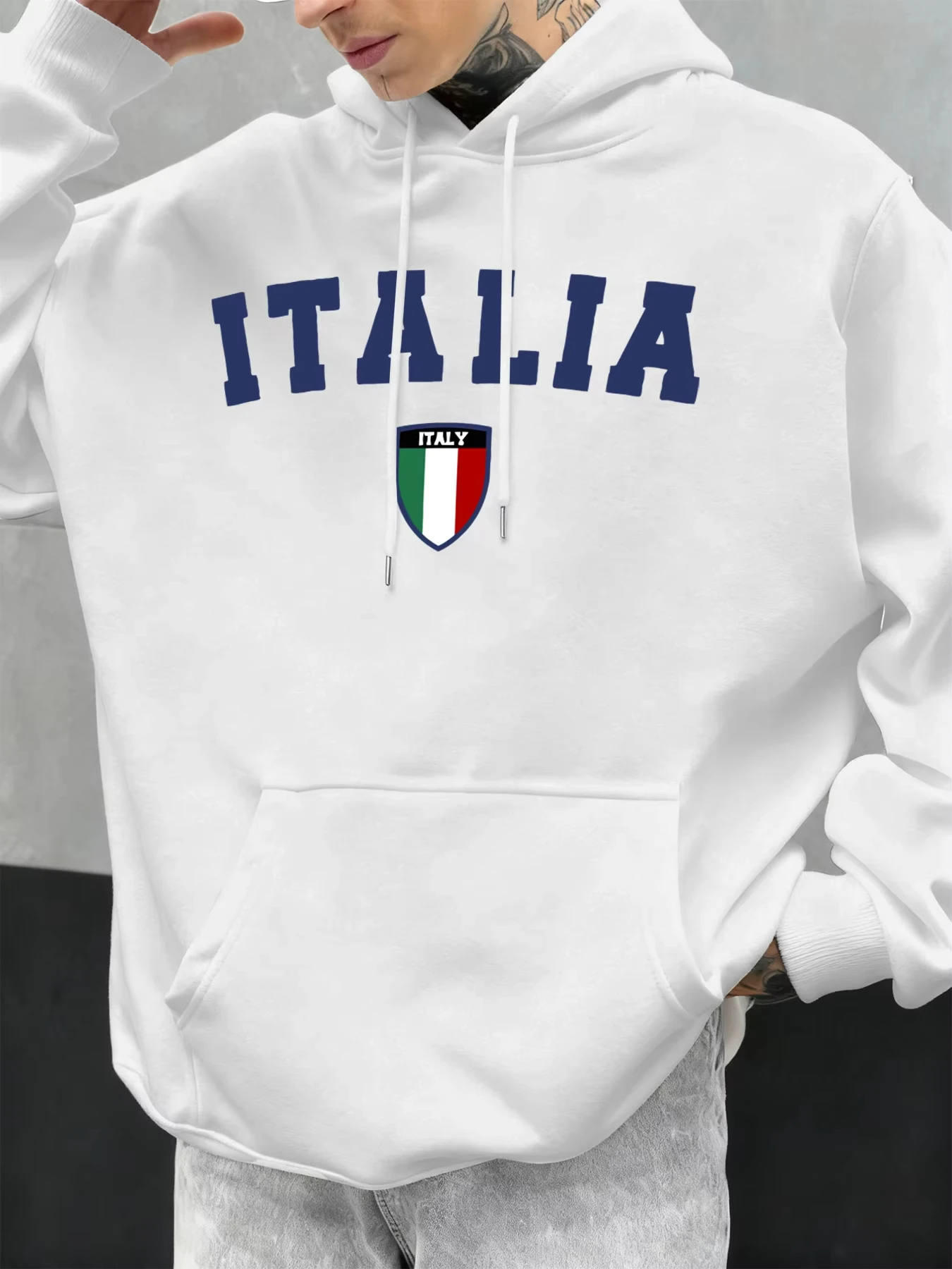 Italia Brief Nationalen Flagge Abzeichen Gedruckt Mann Hoodie Weiche Casual Hoody Lose Herbst Sportswear Fleece Hip Hop Männliche Pullover