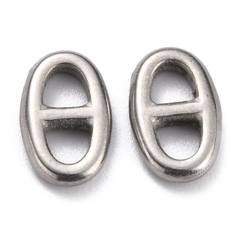 5 sztuk 304 złącze ze stali nierdzewnej Charms Navy Mesh Charms Marine Mesh Charms owalny kolor stali nierdzewnej 10x6.5x1.8mm