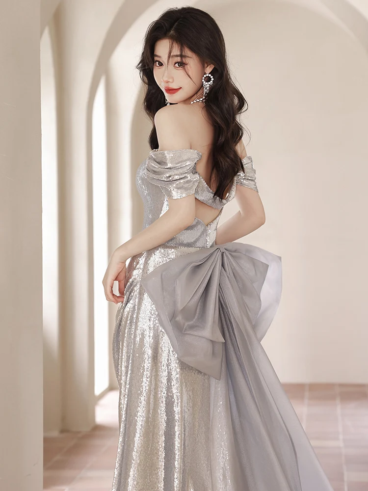 

Ele One-oulder Evening Gown Women's High-End Faion Beautiful Host Dr Luxury mat Sle for Year-End Confe...