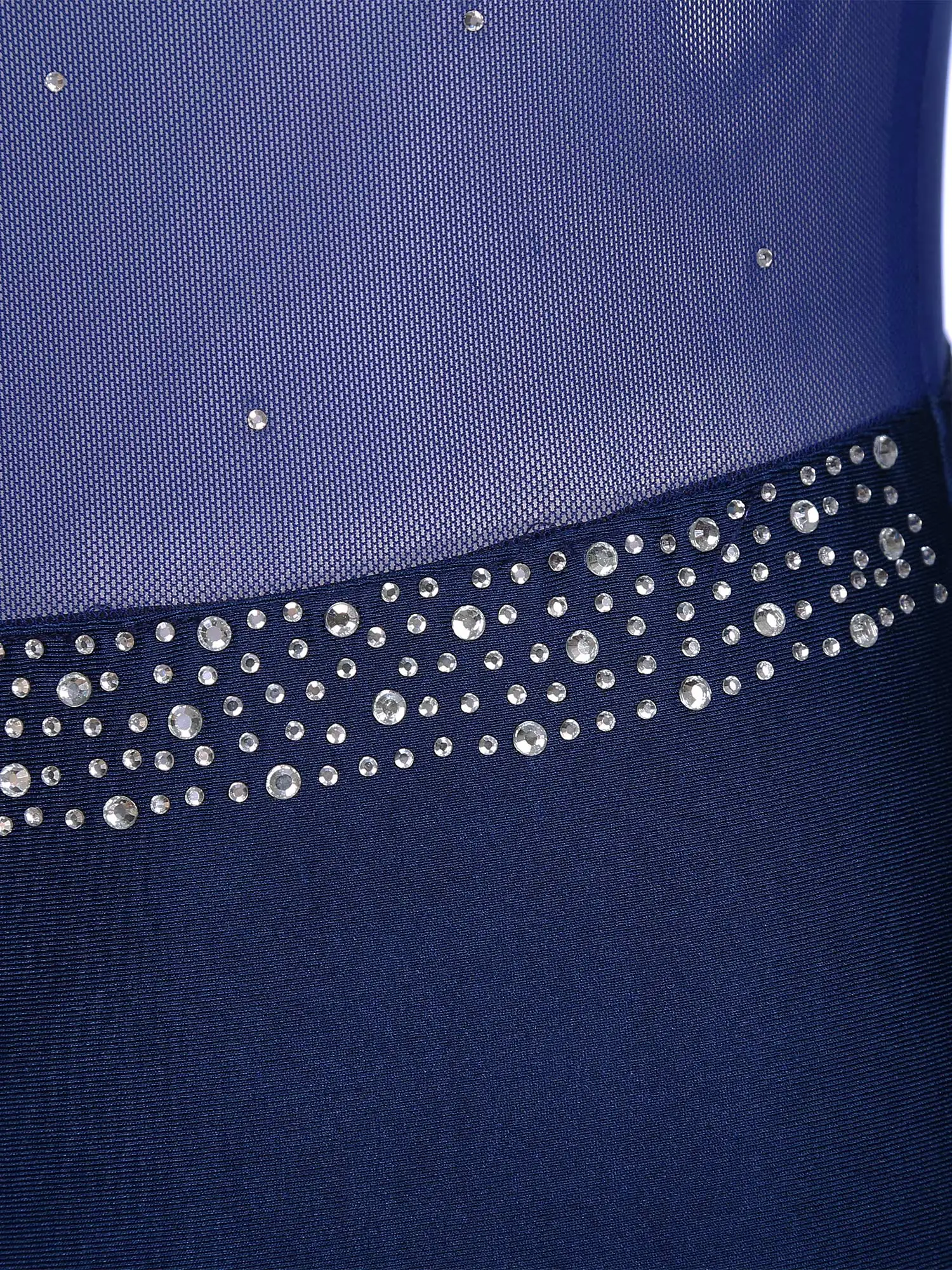 Damen Eiskunstlauf Rhythmische Gymnastik Performance Kostüm Flare Sleeve Sparkly Strass Ballett Tanz Trikot Tanzbekleidung – Detail 12