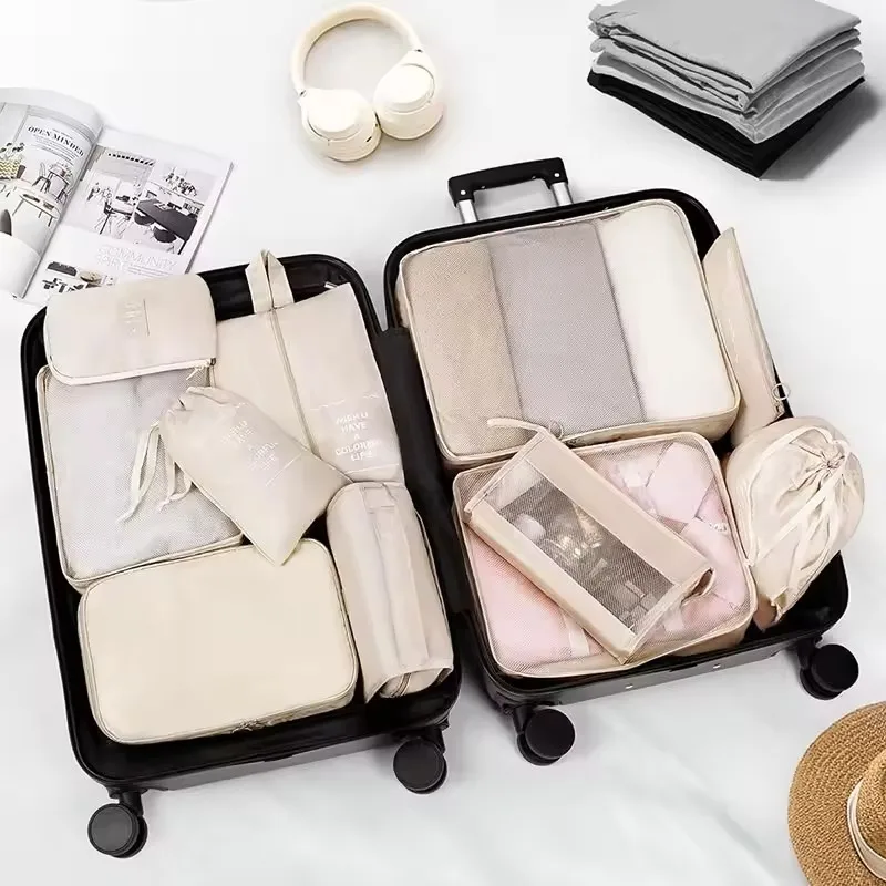 7/8/9-piece Set Travel Storage Bags,Digital Toiletries Shoes Clothes Organizer bag Suitcase Clothes Tidy Pouch,Packing Cubes Set