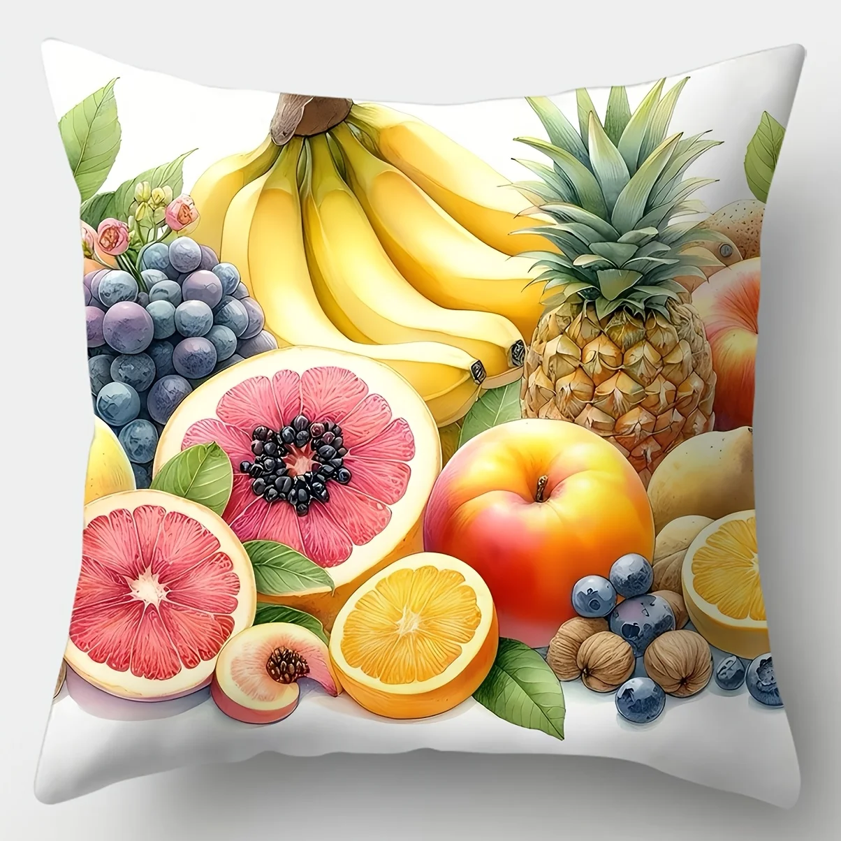 4 Pcs Fruit Print Pillow Covers Double-sided Cushion Cases Home Decor Sofa Waist Cushions No Insert