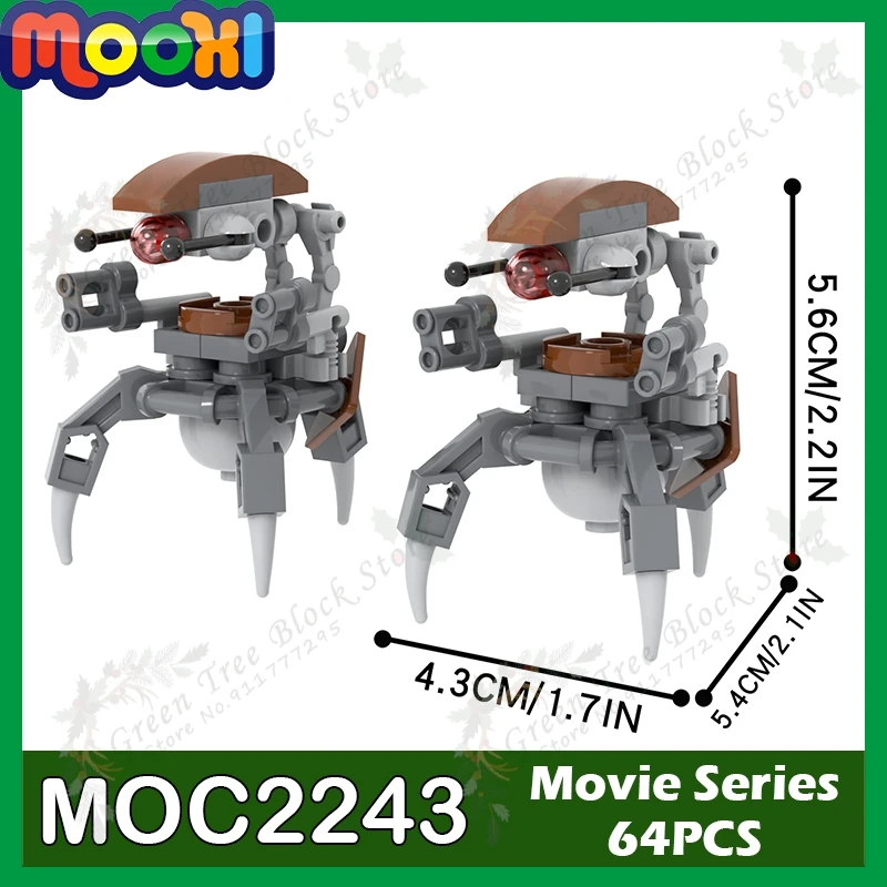 MOC2243 64PCS Interstellar Series MOC Droid Building Blocks Movie Sci-Fi Robot Action Figure Model Assemble Bricks Toys For Kids