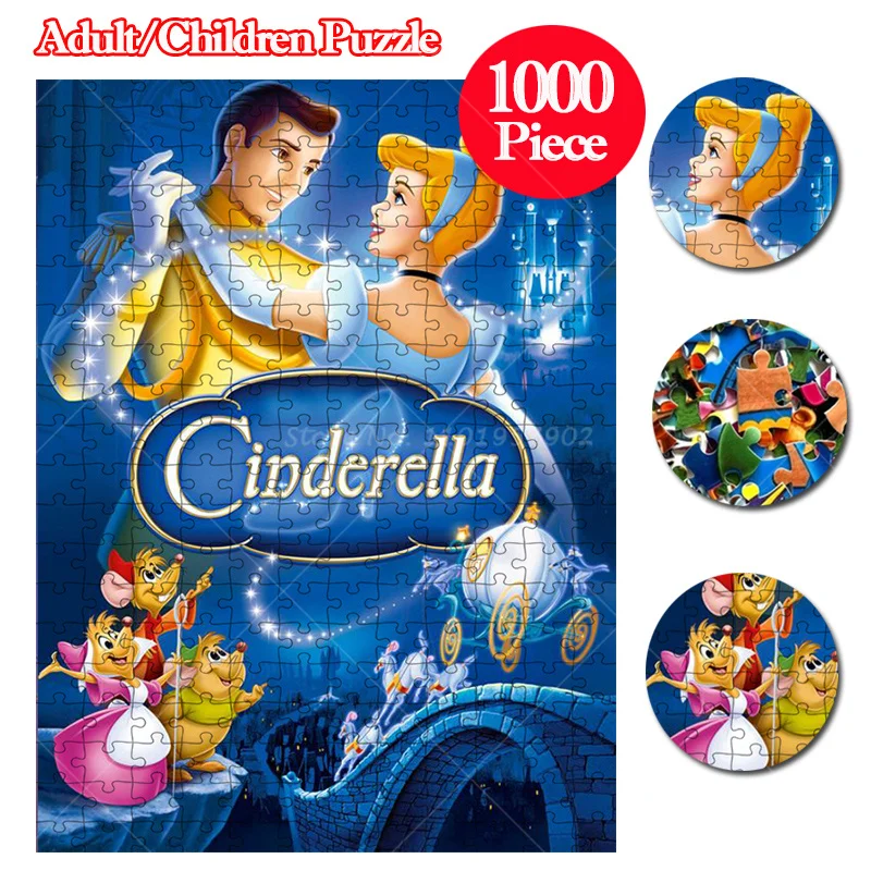 Quente 1000 peças cinderela quebra-cabeça quebra-cabeças disney princesa brinquedos educativos brinquedos educativos jogos de brinquedo para crianças/adultos presente