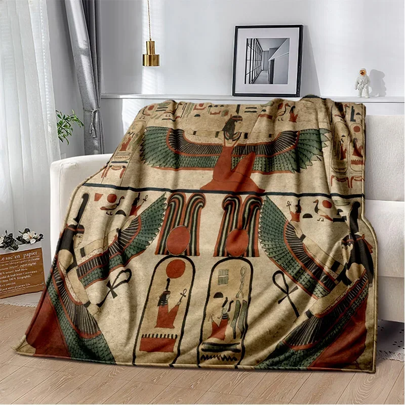 

3D Print Blanket Ancient Egyptian Mythological Ideograph Sign Symbols Soft Throw Blanket Home Bedroom Bed Sofa Cover Kid Blanket