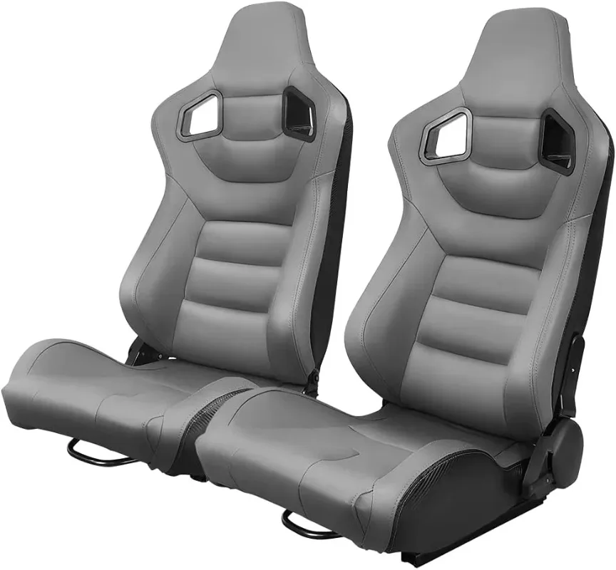 

FOR Universal Premium Grade Motorsport Seats PVC Leather Carbon Black Blue Dual Sliders