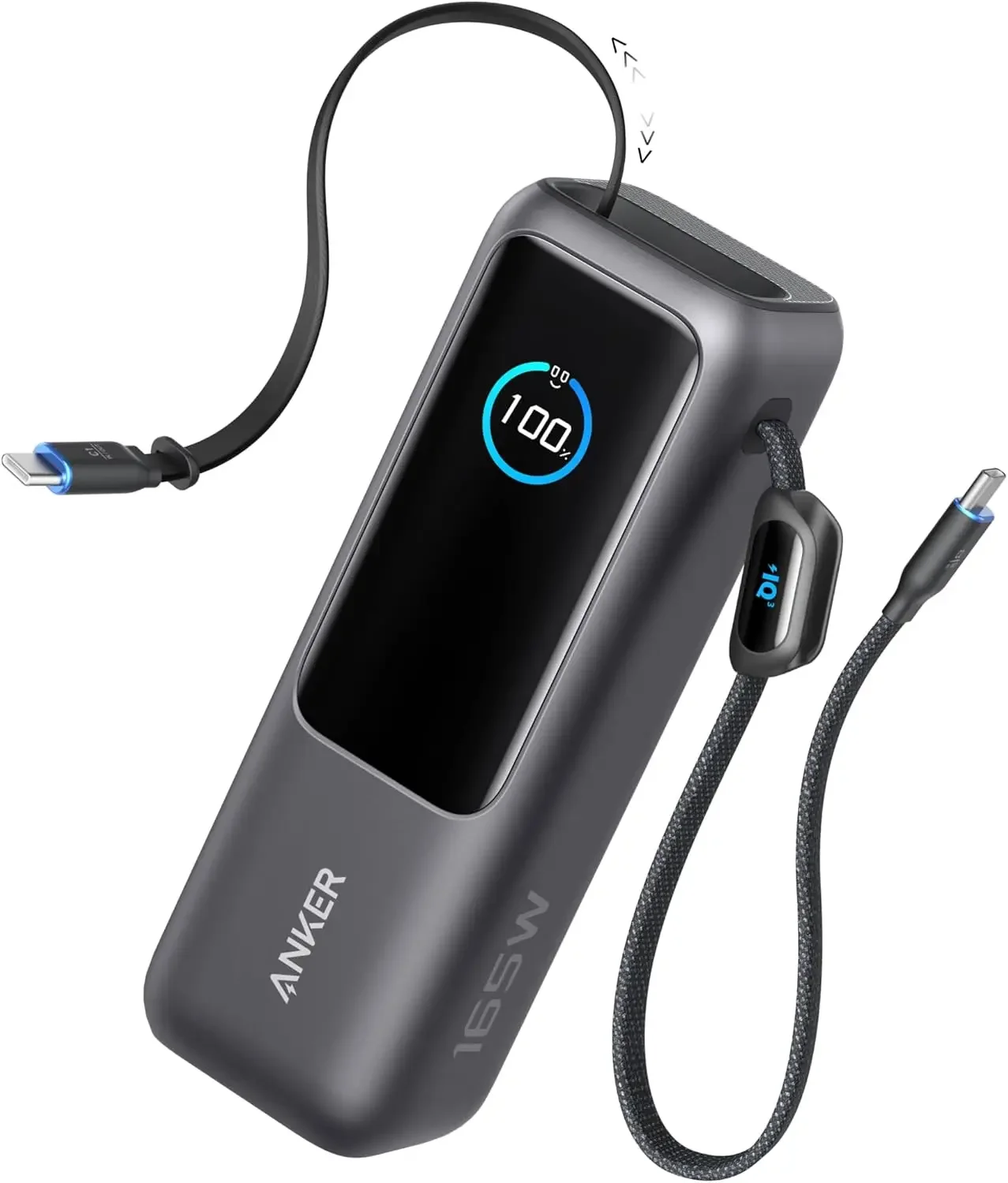 25000mAh 165W Power Bank Ultra-Fast Portable Charger for Dual Laptops Retractable Cables Fast Charging Battery Pack