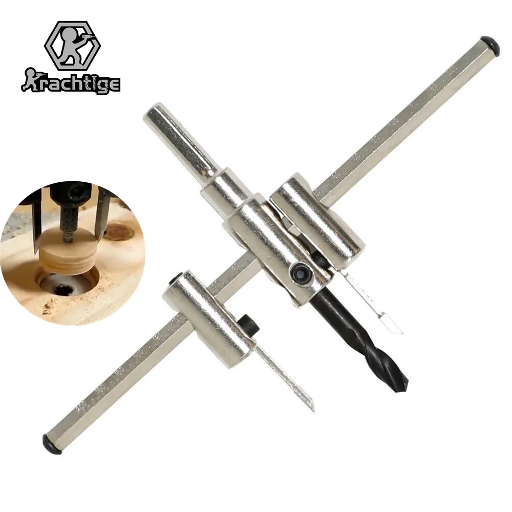 

120mm/200mm/300mm Alloy Adjustable Circle Hole Cutter Set for Woodworking Metal Hole Saw Drill Bit Tools