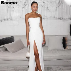 Booma Elegant Mermaid Wedding Dresses Strapless Stain Brides Party Dress for Women High Side Slit Long Formal Evening Gowns