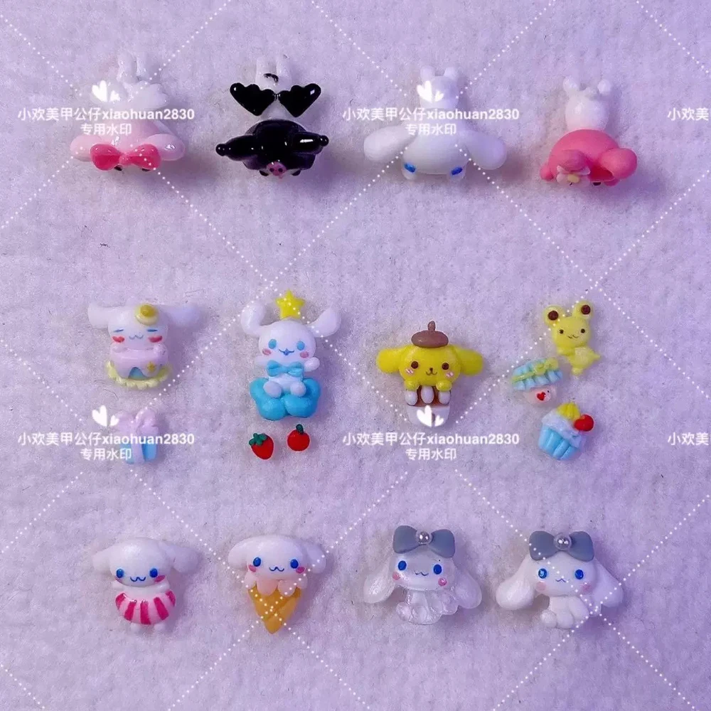 3D Sanrio Mymelody Kuromi Silicone Nail Mold Doll Finished Product Cinnamoroll Dessert Diy Handwork Kawaii Acrylic Nail Art Mold