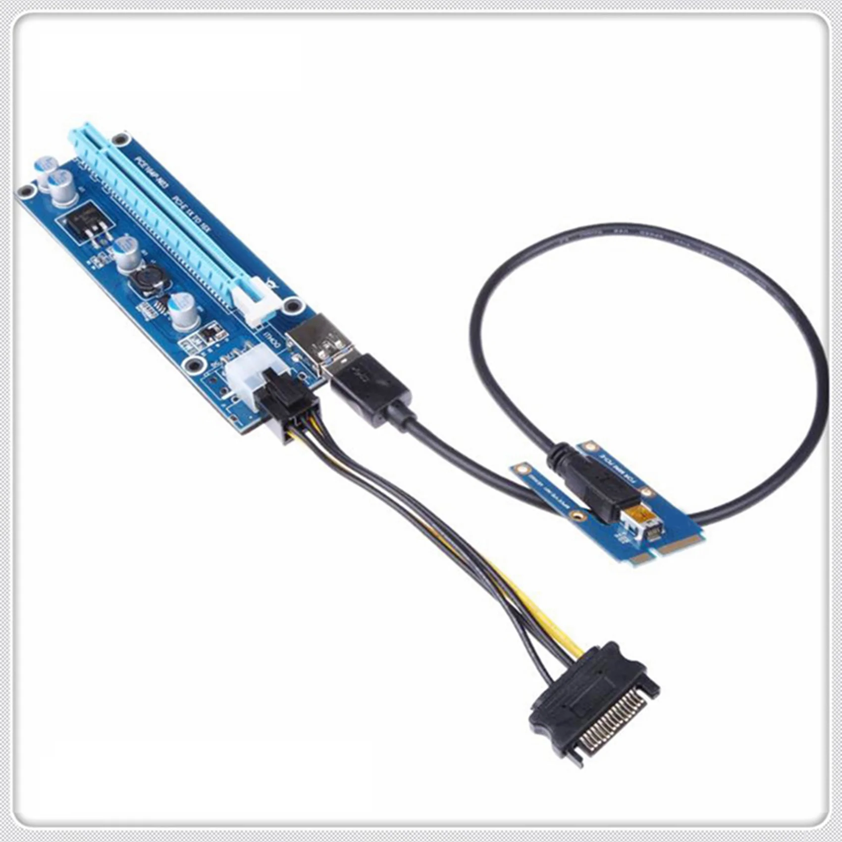 B50B-2PCS U.FL Mini PCI para RP-SMA Pigtail Antena Cabo Com Pcie para PCI Express 16X Riser Para Laptop Placa de Imagem Externa