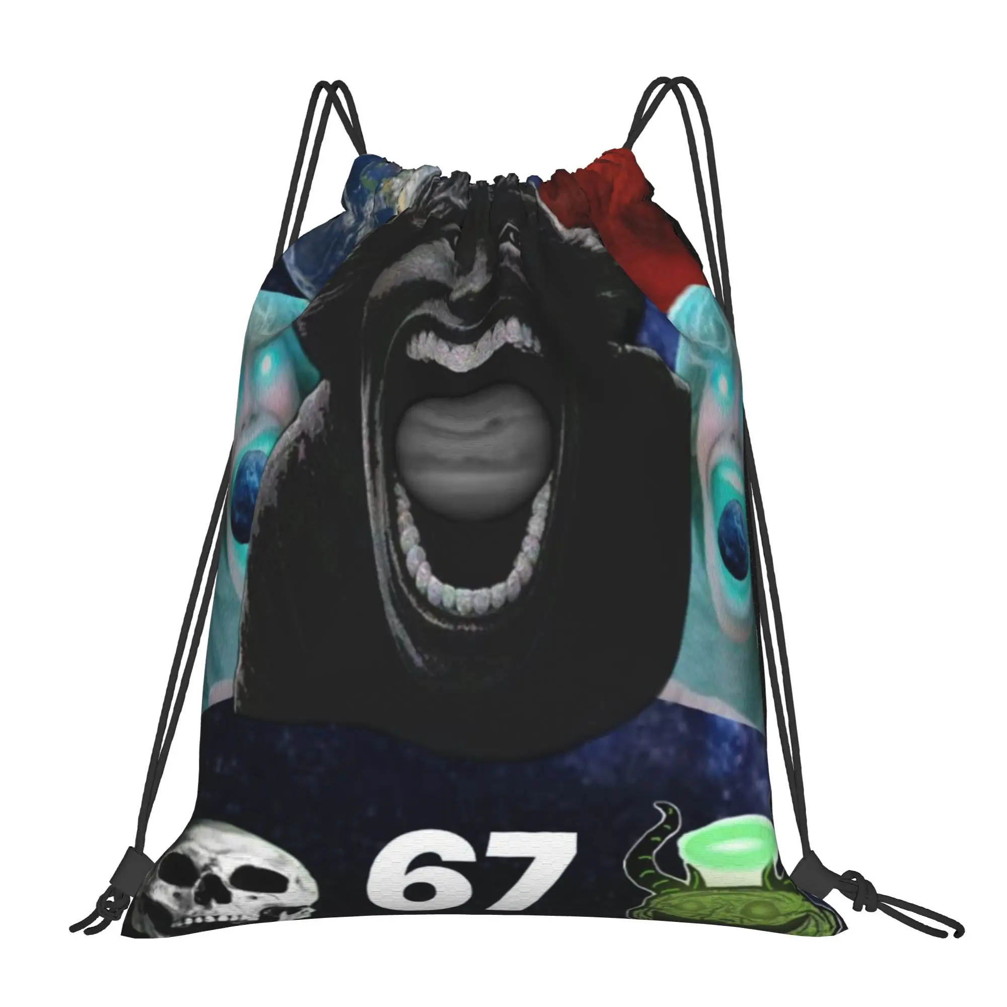 67 meme Cosmic Mouthful 67 Multi-function Pocket Men Women Storage Backpack Teenager Travel Bag Print Drawstring Bags