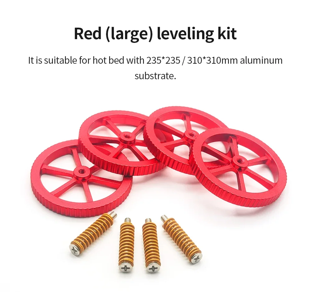 3D Printer Heatbed Leveling Kit Aluminum Hand Twist Leveling Nut + Springs + Silicone Column 18mm 16mm for Ender 3/Ender 5/CR-10