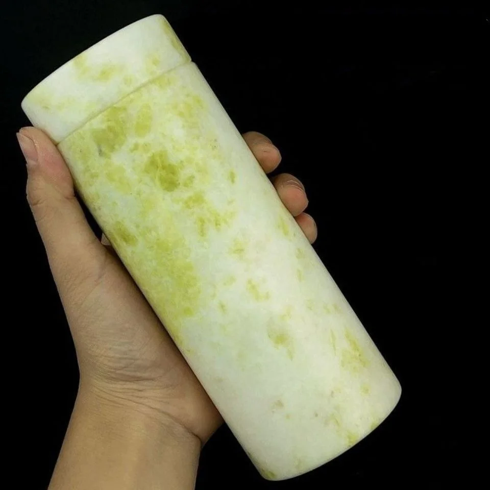Naturalne Jade Teacup proste kubki na wodę kubek kawy Drinkware butelka wody prawdziwe chińskie Jades kamień ręcznie rzeźbione zdrowia kubek do herbaty
