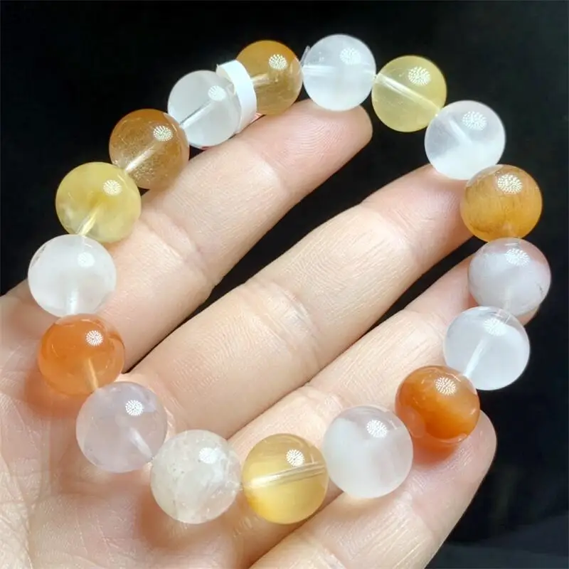 12MM Natural Colored Rabbit Hair Quartz Bracele Women Beautiful Colorful Crystal Energy Healing Fashion Gemstone Jewelry