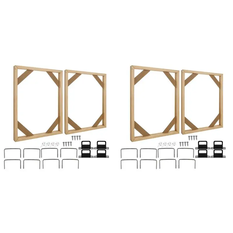 AT02-4 Set DIY Solid Wood Canvas Frame Kit, 16X20 Inch Canvas Frame Stretcher Bars Wood For Oil Paintings, Prints And Posters