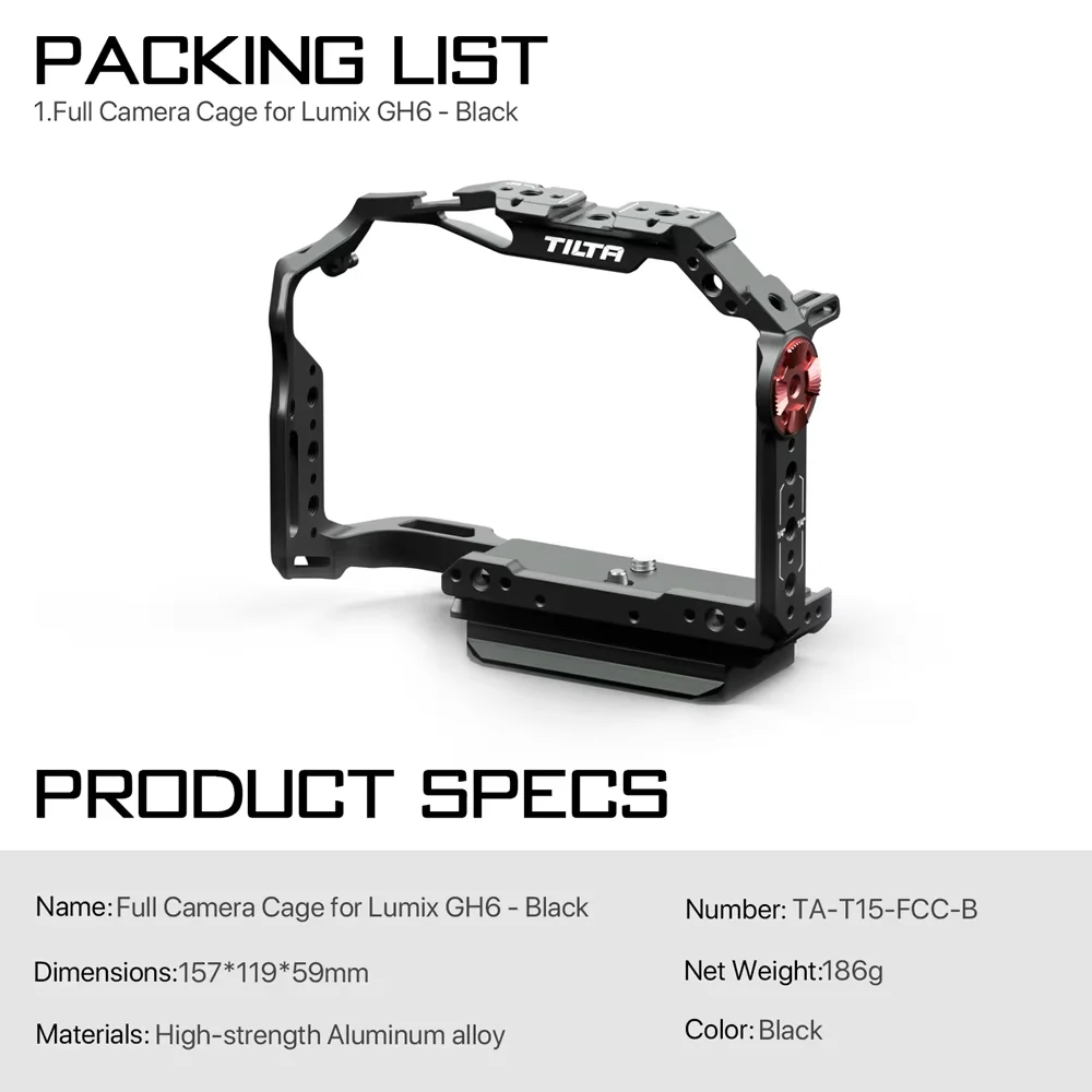 TILTA  GH6 Cage SLR Micro Single Camera Accessories Body Protection Expanded Full Cage TA-T15-B-B